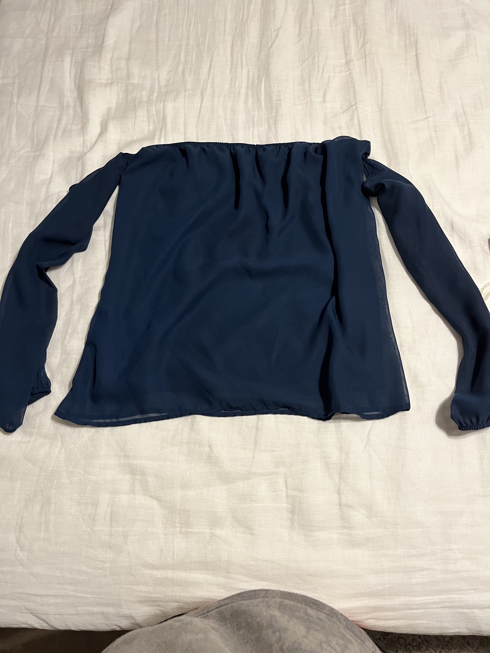Rachel Kate Long Off Shoulder Blouse Blue Medium
